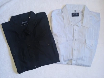Vtg White Horse Men's Western Pearl Snap Shirts Size 3XL Black Silver Blue - Image 1 of 4