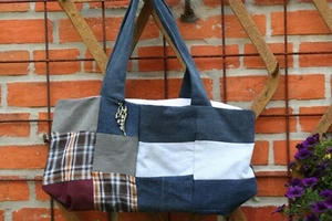 UNIKAT tolle Tasche/Shopper aus Jeans und Stoffen - Bild 1 von 6