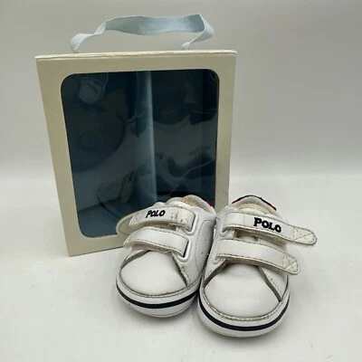 Zapatos de bebé Polo Ralph Lauren Layette blancos y azul marino talla 1 Foto 1 de 4