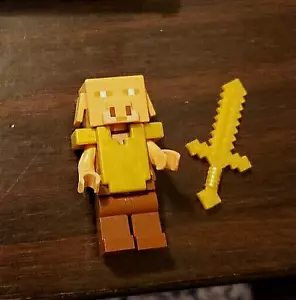 LEGO Minifigure Minecraft PIGLIN min097 - 5 parts -Reddish Brown Legs Gold Armor - Picture 1 of 6