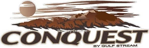 "Conquest By Gulf Stream with Mountain Scene" RV LOGO Graphic decal lettering - Bild 1 von 1