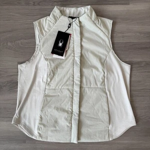 Spyder Gilet Womens Size XL Beige Cream Bodywarmer Vest Full Zip Fleece Lined  - Picture 1 of 11