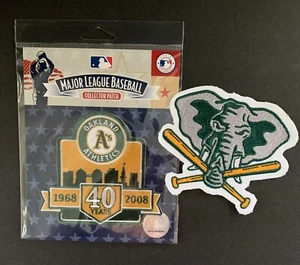 2008 Oakland Athletics 40 Years + A’s Elephant W/ Bats MLB Sleeve Patches - Picture 1 of 1