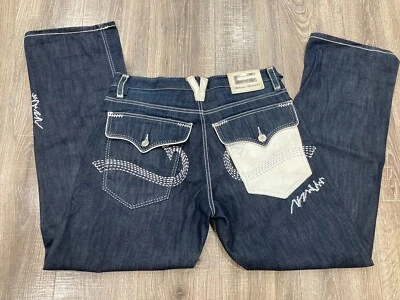 Coogi Vaqueros Azul Hombre 34x34 Edición Limitada Blanco Cuero Acentos Auténtico Aus Foto 1 de 4