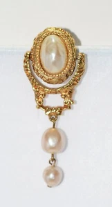 Vintage Richelieu Baroque Faux Pearl Victorian Brooch Pin Signed - Picture 1 of 5