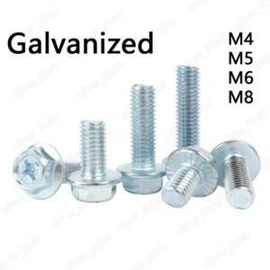 Tornillos de cabeza de brida hexagonal de acero galvanizado Phillps M4 M5 M6 M8 - Imagen 1 de 5