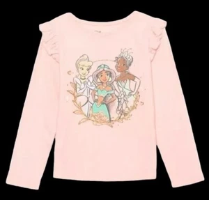 New Disney Girls Long Sleeve Shirt Princess Pink Ruffle Sleeve Soft NWT $28 - Picture 1 of 8