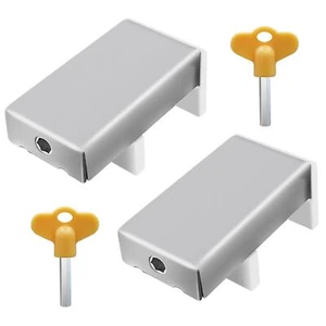 2 Piece Adjustable Sliding Window Locks with Key, Silver, Security - Picture 1 of 7