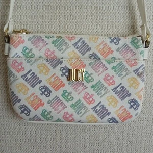 Juicy Couture Purse Cross Body Zip Closure Adjustable Straps Crowns Colorful - Picture 1 of 12