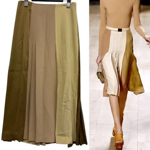Celine Phoebe Philo Multicolor Pleated Silk Skirt Size 36 - Picture 1 of 8