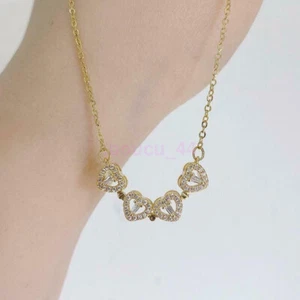 AU Four Leaf Clover Necklace Heart-shaped Clavicle Chain Openable Jewellery NEW - Picture 1 of 12