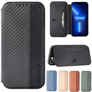For iPhone 13 Pro Max 12 11 7 8 Plus SE3 Magnetic Leather Card Wallet Case Cover - Picture 1 of 40