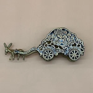 Vintage Brass Donkey With Fruit Cart Napkin Letter Holder From Israel HTF Style - Picture 1 of 24