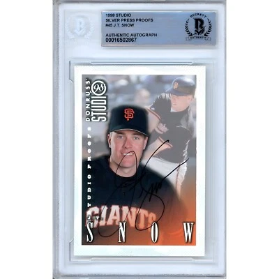 J.T. Snow Signed 1998 Studio Press Proof #45 Card AUTO Beckett Slabbed SF Giants - Image 1 of 4