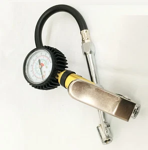 Dual Chuck Tire Pressure Checker 2" Dial Air Gauge Air Inflator Inflation Auto - Picture 1 of 1