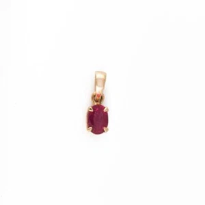 10K Solid Yellow Gold Natural Ruby Gemstone Solitaire Statement Pendant Jewelry - Picture 1 of 4