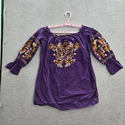 Free People Women Dress XS Purple Fleur Du Jour Floral Bohemian Embroidered - Image 1 of 4