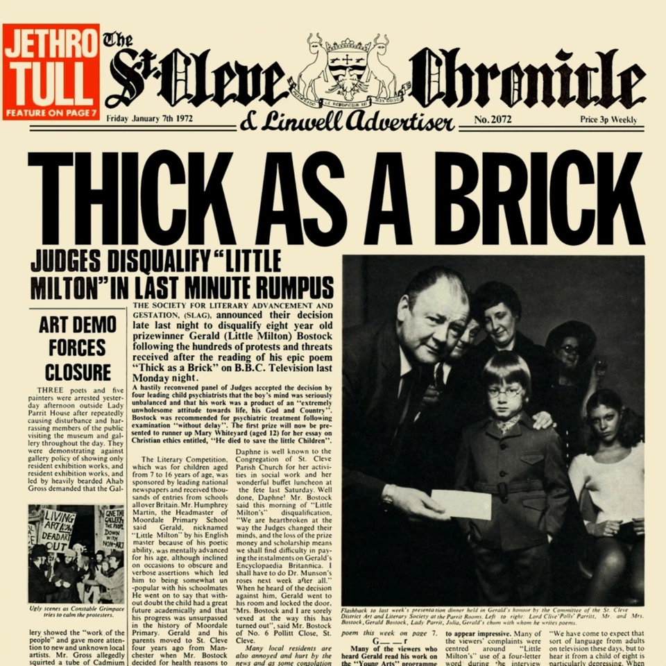 JETHRO TULL Thick as a Brick BANNER 2x2 Ft Fabric Poster Tapestry Flag album art - Image 1 of 3