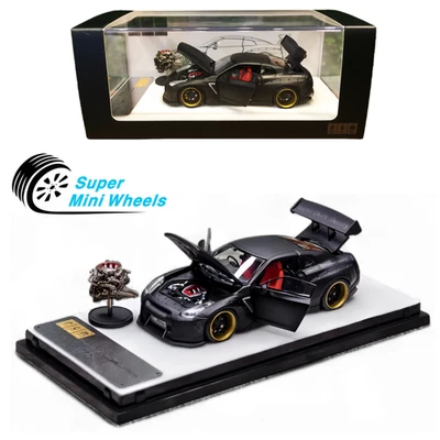 PGM 1:64 Rocket Bunny Nissan GTR R35 Matte Black Diecast Model - Image 1 of 4