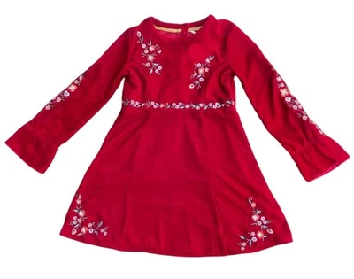 Vestido bordado de terciopelo rojo para niñas manga campana talla 7/8 Pascua vacaciones de Navidad Foto 1 de 4