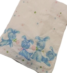 Manta de Franela de Algodón de Colección para Bebé Blanca Azul Cachorro Rosa Floral 25x40 - Imagen 1 de 9