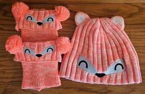Gertex Toddler Girls 4-6x Fox Face Hat & Boot Cuffs Preowned - Picture 1 of 8