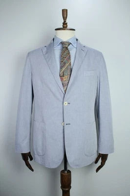 HACKETT Blue Summer COTTON Solid Tartan Sport Coat Blazer Jacket 52IT 42US/UK - Image 1 of 4