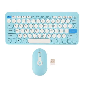 Wireless Keyboard Mouse Set Stylish Slim Round Keycaps Mute Ergonomic 2.4G VIS - Picture 1 of 24