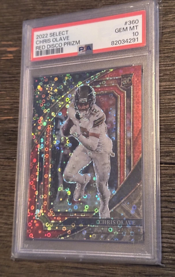 2022 Select Chris Olave Red Disco Prizm RC PSA 10 11/49 - Image 1 of 2