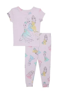Disney Princess Toddler Cotton 2 Piece Graphic Pajama Set Top Bottom Pink Sz 2T - Picture 1 of 4