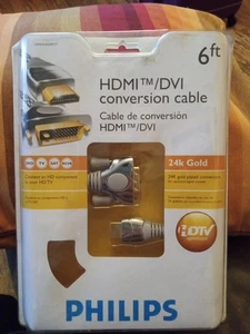 Philips 6ft HDMI/DVI conversion Cable New With Gold Plated Connectors - Picture 1 of 10