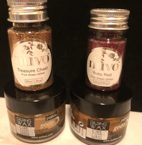 Two Different Gold Gilding Wax Pebeo Gedeo 30ml jars, NUVO Pure Sheen Glitter - Picture 1 of 9