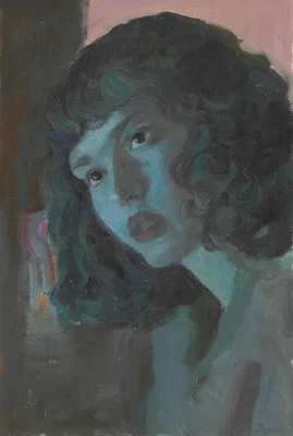 original painting 20 x 30 cm 8DrM artwork oil paints modern female portrait - Image 1 of 3