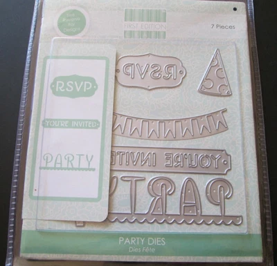 Trimcraft First Edition metal die "Party Dies"  free magnetic storage sheet NEW - Image 1 of 2