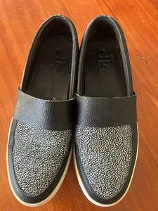 ELK THE LABEL | Black Leather Speckle Comfort Slip-on Flats Shoes - Sz 40 - Picture 1 of 5