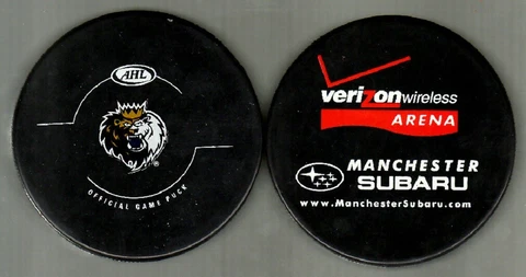 GAME PUCK - AHL MANCHESTER MONARCHS 2014-2015 VERIZON OFFICIAL DEFUNCT - #BL Cover