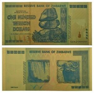 Zimbabwe $100 Trillion Dollars Gold Banknote RARE Novelty Item Fast FREE Ship