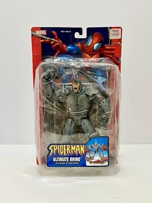 Spider-Man Ultimate Rhino con acción Smash 'N Crush ToyBiz 2004 nueva caja dañada Foto 1 de 4