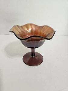 Vintage Fenton Carnival Glass Marigold Compote Iridescence Antique Candy Dish - Picture 1 of 7