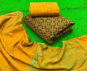 Tessuto tradizionale etnico giallo stampato multicolore cotone non cucito - Foto 1 di 1