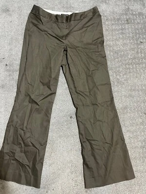 Calça social feminina Tahari tamanho 8 marrom sólida perna larga - Imagem 1 de 4