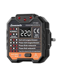 DEWENWILS Steckdosentester mit RCD-Prüfung und LCD-Voltage-Display CAT ll 300V - Bild 1 von 13