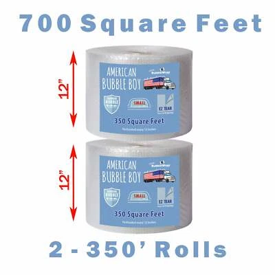 12" Small (1/8) American Bubble Boy Bubble Wrap - 700 Square feet - Image 1 of 2