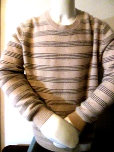 BLACK LABEL SAKS 5TH AVE,LUXE 2PLY MONGO PIANA CASHMERE STRIPE KNIT-$400 -XL - Picture 1 of 5