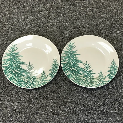 NUEVO JUEGO DE 2-Royal Norfolk Navidad Invierno Pino Verde Nieve Platos de Cena Foto 1 de 4