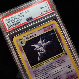 Pokemon TCG - Haunter 6/62 Fossil Holo Rare STAIN ERROR - PSA 8 NM/MT - POP 13 - Picture 1 of 8