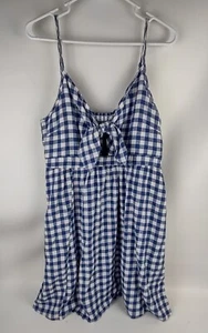 Muñeca bebé corbata delantera con correa de espagueti de maternidad gingham espalda fruncida azul marino - Imagen 1 de 4