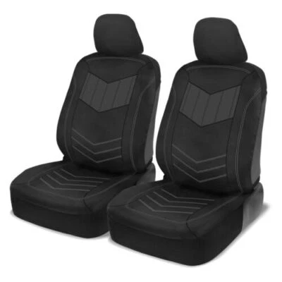 Juego de fundas de asiento de coche Motor Trend carbón/negro cuero PU laterales delanteras automáticas Foto 1 de 4