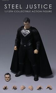 In Stock New BMS Black Superman Steel Justice League 1/12 Action Figure Model