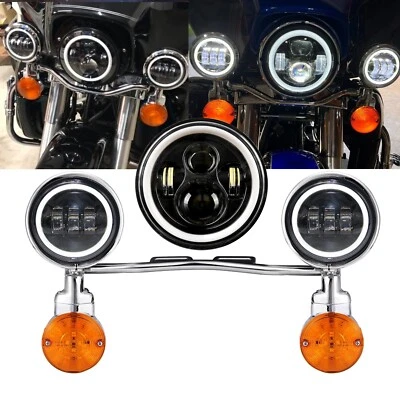 Faro LED DRL de 7 pulgadas + luces de paso para Harley Fatboy Sportster XL1200 883 Foto 1 de 4